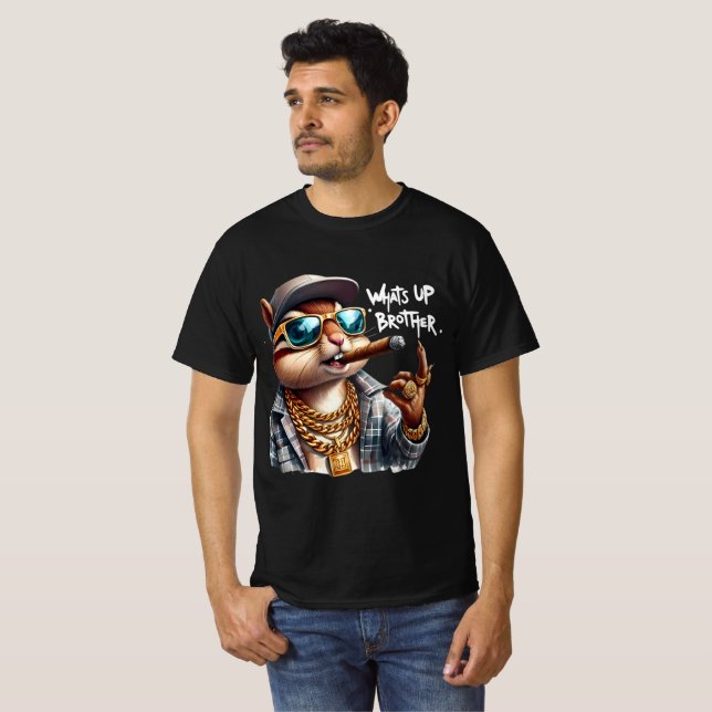 what's up brother Squirrel Smoking Cigar T-Shirt (Front Full)