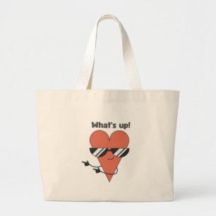 'What's Up!' Cool Heart Character Large Tote Bag