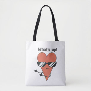 'What's Up!' Cool Heart Character Tote Bag