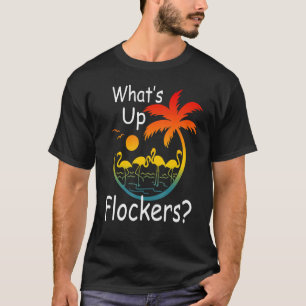 What's Up Flockers Whassup Flamingo Retro Sunset M T-Shirt