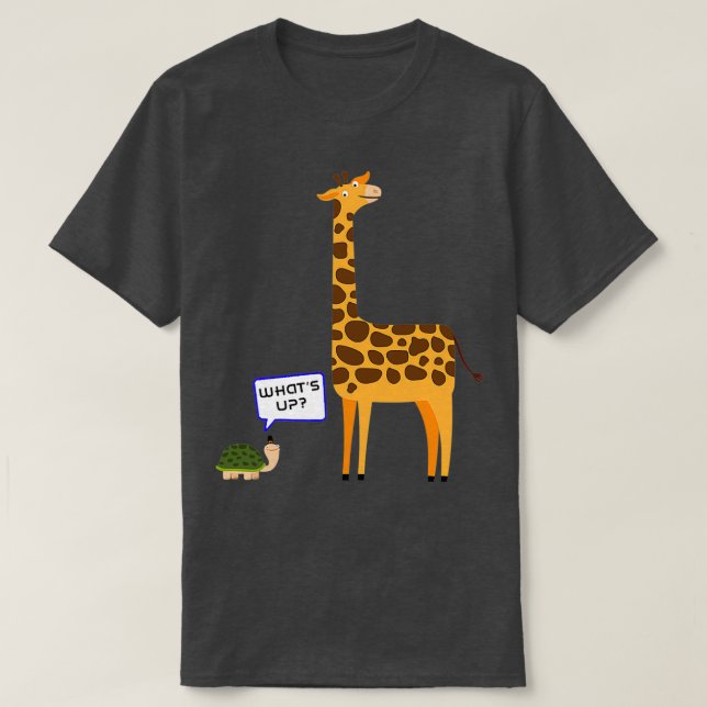 Whats Up Funny Turtle Giraffe T-Shirt (Design Front)