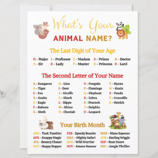 What's Your Animal Name Game