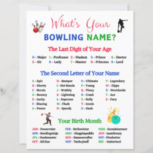 What's Your Bowling Name Game