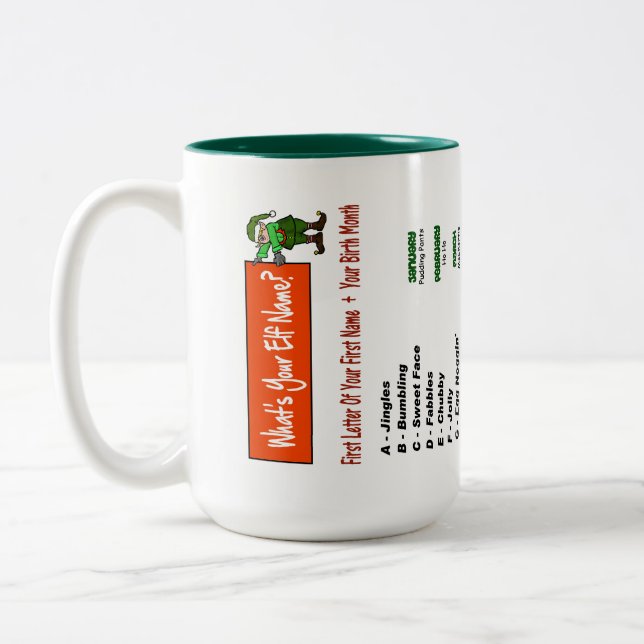What's Your Elf Name Mug? Two-Tone Coffee Mug (Left)