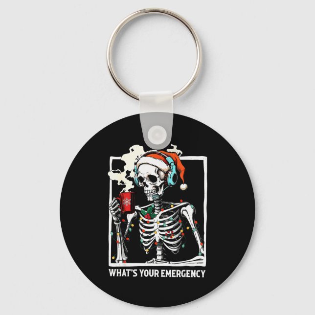 What's Your Emergency 911 Dispatcher Skeleton Chri Key Ring (Front)
