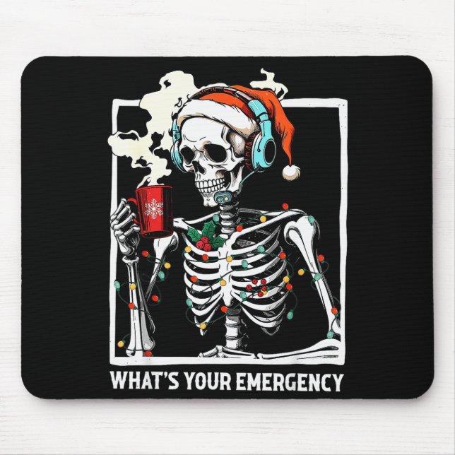 What's Your Emergency 911 Dispatcher Skeleton Chri Mouse Pad (Front)
