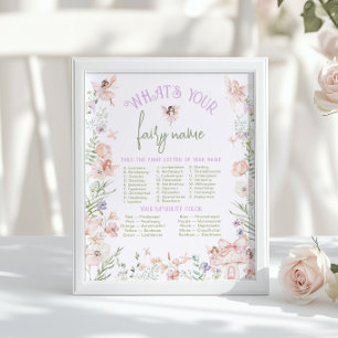 Whats your Fairy Name Whimsical Birthday game Poster