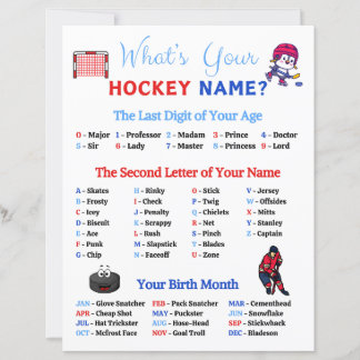 What's Your Hockey Name Game