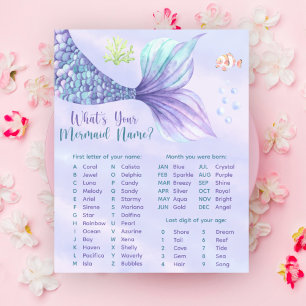 What's Your Mermaid Name Game Poster