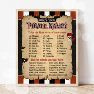 What's Your Pirate Name Party Game Poster