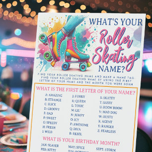 What's Your Roller Skating Name Game Pedestal Sign