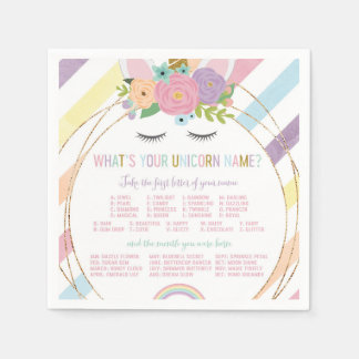 What's Your Unicorn Name Birthday Party Napkin