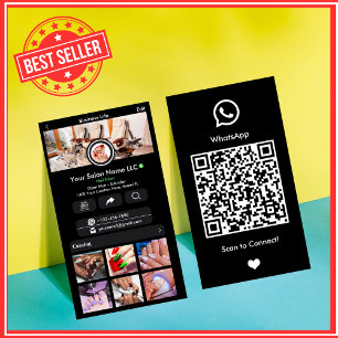 WhatsApp Black Nail Salon Social Media QR Business Card