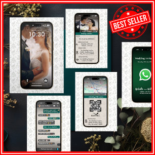 WhatsApp iPhone Chat Themed Wedding QR Code Tri-Fold Invitation