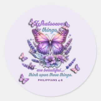 Whatsoever Things Are Scripture Classic Round Sticker