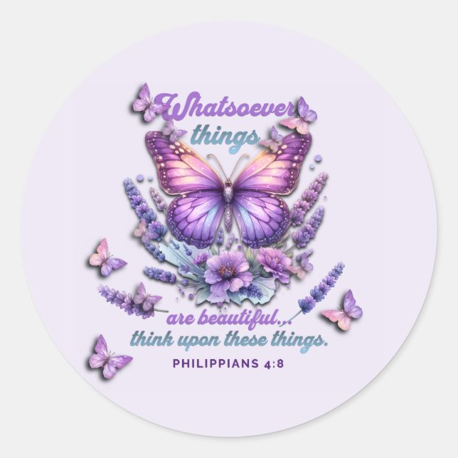 Whatsoever Things Are Scripture Classic Round Sticker (Front)