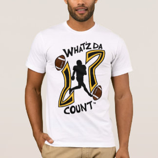 WHAT'Z DA COUNT BLACK AND YELLOW FOOTBALL LOGO T-Shirt