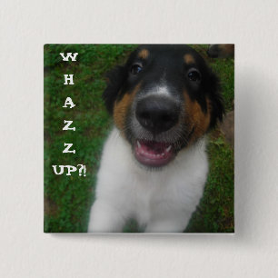 WHAZZUP?! Dog. 15 Cm Square Badge