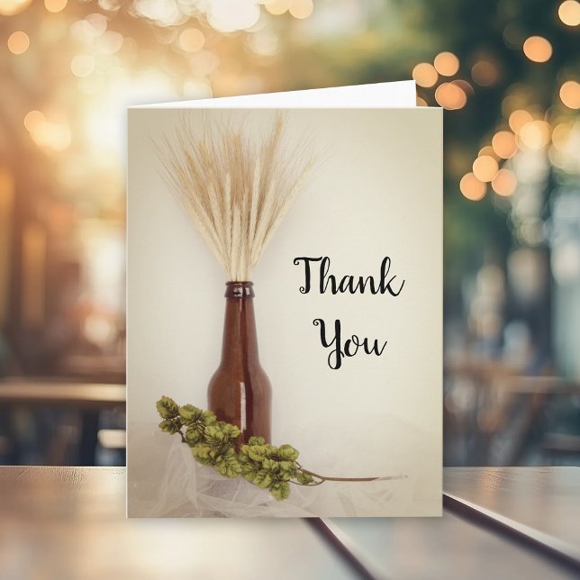 Wheat and Hops Brewery Wedding Thank You Note Card (Creator Uploaded)