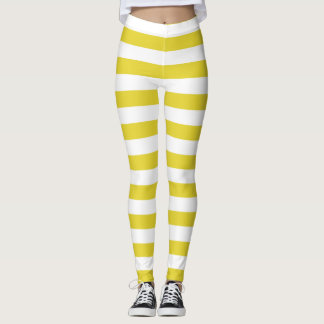 Wheat and white colour horizontal striped leggings