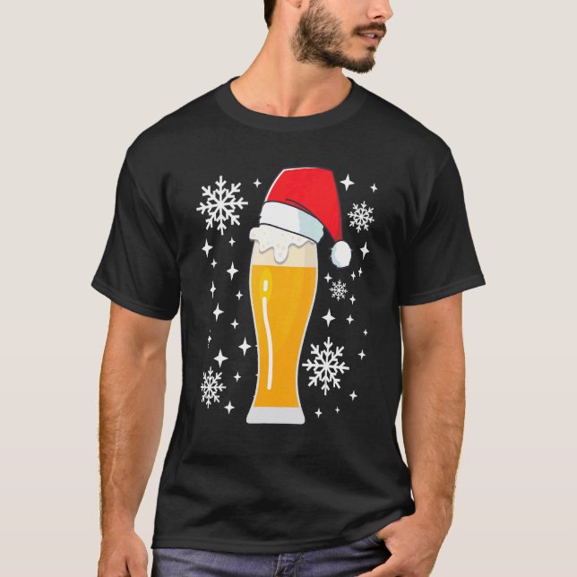 Wheat Beer Wheat Beer with Christmas Hat   Beer Dr T-Shirt (Front)
