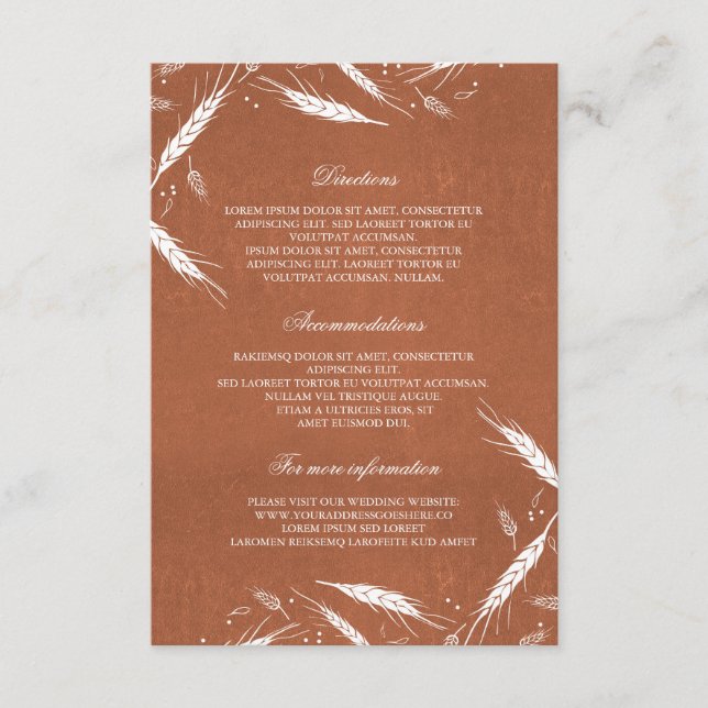 Wheat Fall Orange Wedding Details- Information Enclosure Card (Front)