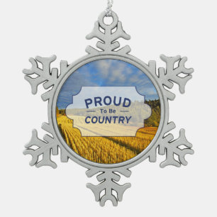Wheat Field After Harvest Snowflake Pewter Christmas Ornament