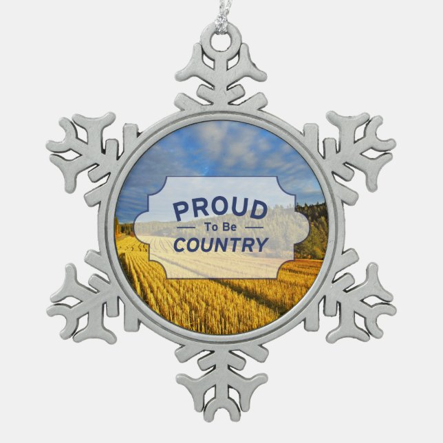 Wheat Field After Harvest Snowflake Pewter Christmas Ornament (Front)