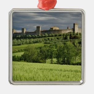 Wheat field and distant Monteriggioni, in the Metal Tree Decoration
