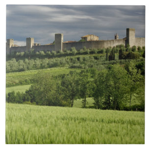 Wheat field and distant Monteriggioni, in the Tile