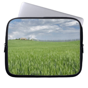Wheat field and drive lined by stately cypress laptop sleeve