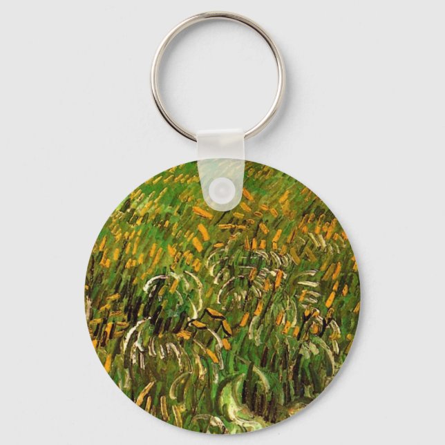 Wheat Field at Auvers by Vincent van Gogh Key Ring (Front)