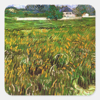 Wheat Field at Auvers by Vincent van Gogh Square Sticker