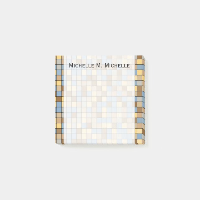 Wheat Field Harvest Inspired Tiles Pattern + Name Post-it Notes (Front)