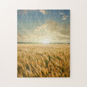 Wheat field on sunset jigsaw puzzle