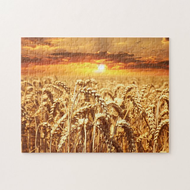 Wheat Field Sunset Jigsaw Puzzle (Horizontal)