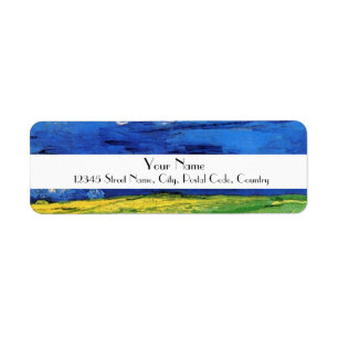 Wheat Field Under Clouded Sky by Van Gogh. Return Address Label