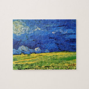 Wheat Field Under Clouded Sky by Vincent van Gogh Jigsaw Puzzle