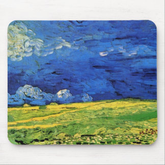 Wheat Field Under Clouded Sky by Vincent van Gogh Mouse Pad