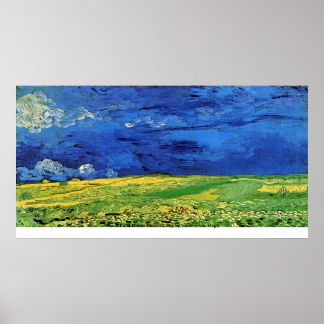 Wheat Field Under Clouded Sky by Vincent van Gogh Poster (Front)