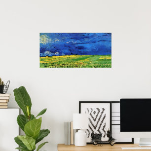 Wheat Field Under Clouded Sky by Vincent van Gogh Poster