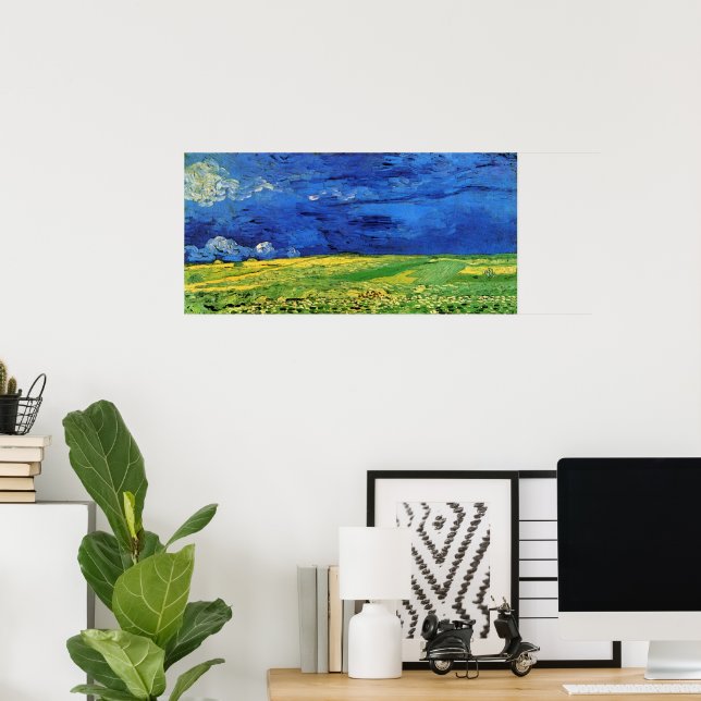 Wheat Field Under Clouded Sky by Vincent van Gogh Poster (Home Office)