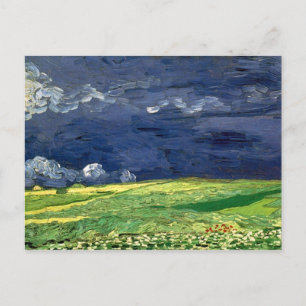 Wheat Field Under Clouded Sky Van Gogh Fine Art Postcard