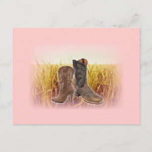 Wheat Field western country cowboy boots Postcard
