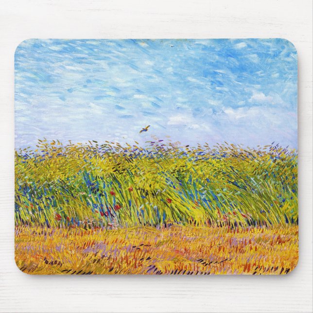 Wheat Field with a Lark by Vincent Van Gogh Mouse Pad (Front)