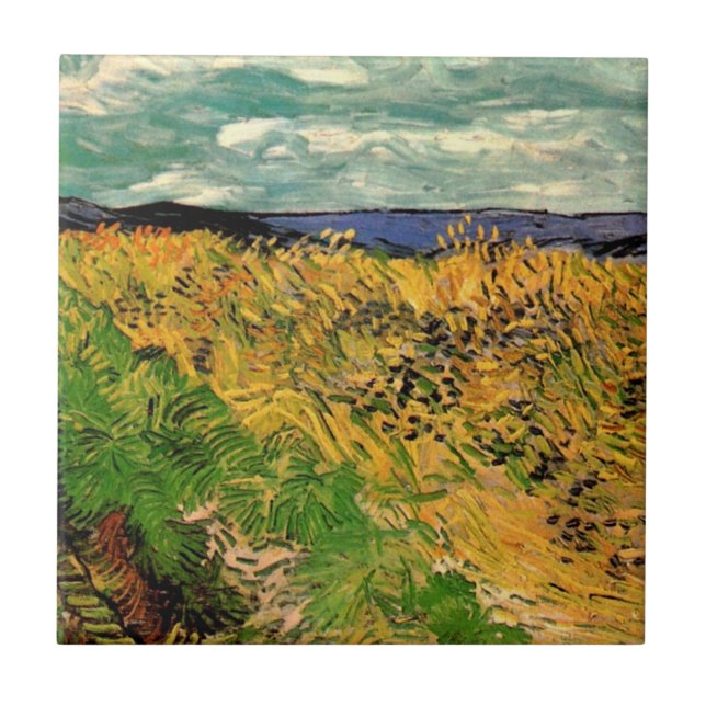 Wheat Field with Cornflowers by Vincent van Gogh Ceramic Tile (Front)