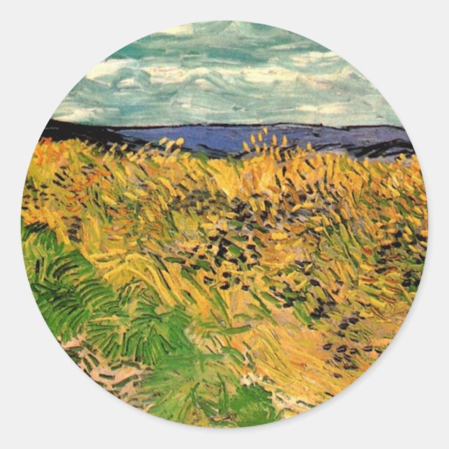 Wheat Field with Cornflowers by Vincent van Gogh Classic Round Sticker (Front)