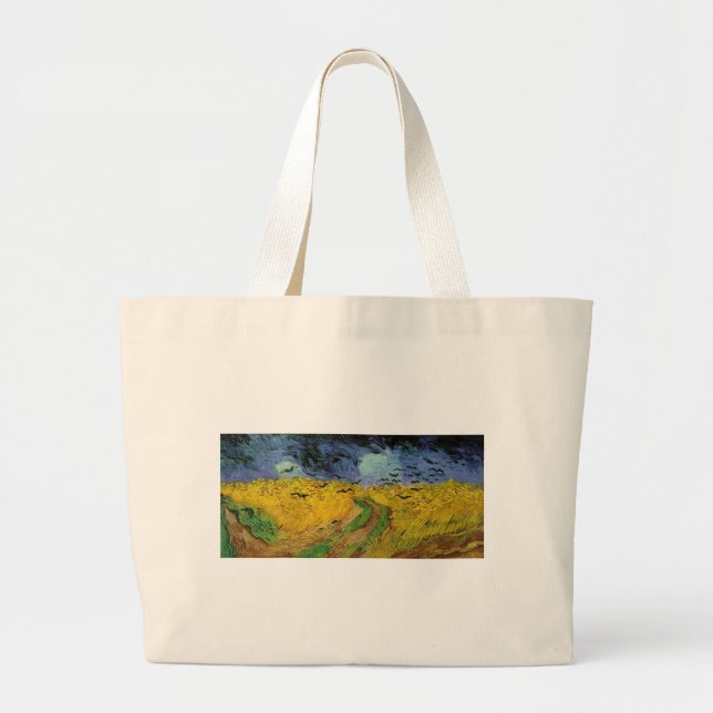 Wheat Field with Crows Large Tote Bag (Front)