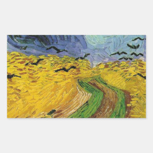 Wheat Field with Crows Rectangular Sticker