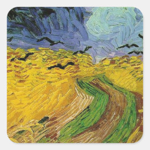 Wheat Field with Crows Square Sticker